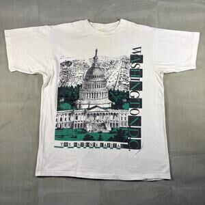 Vintage 90s Washington DC T Shirt Mens XL White Single Stitch USA Capitol